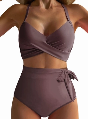 Dokotoo Women's High Waisted Floral Bikini Sets Swimsuit Suit for Women 2025 Tummy Control Bathing Suit Swimwear for Summer