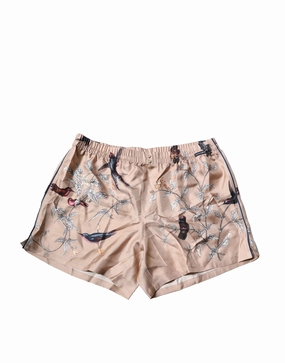 Dolce & Gabbana Peach Birds Printed Beachwear Shorts Men's Swimwear