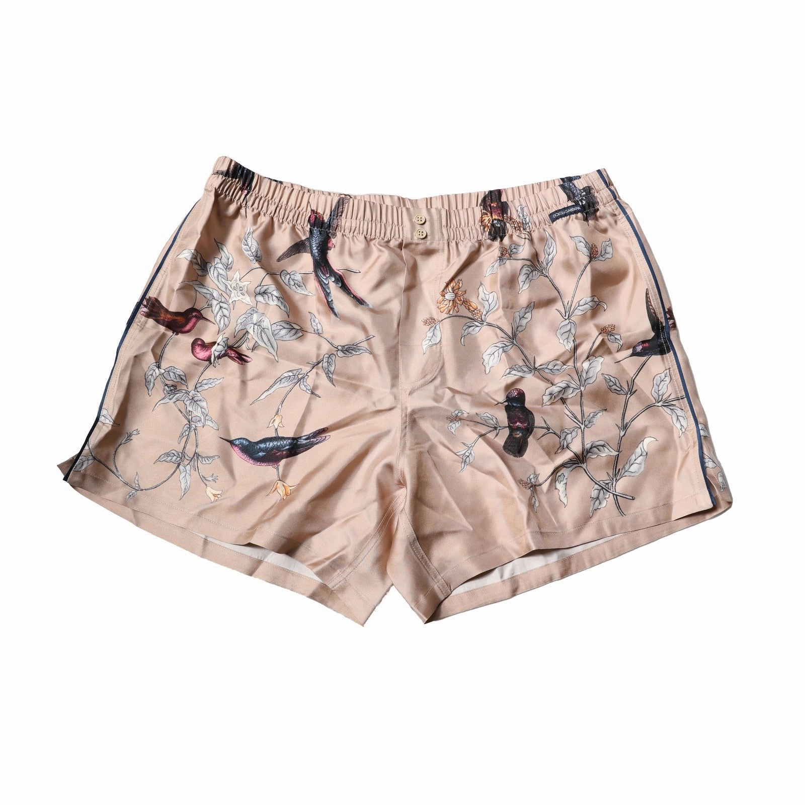 Dolce & Gabbana Peach Birds Printed Beachwear Shorts Men's Swimwear