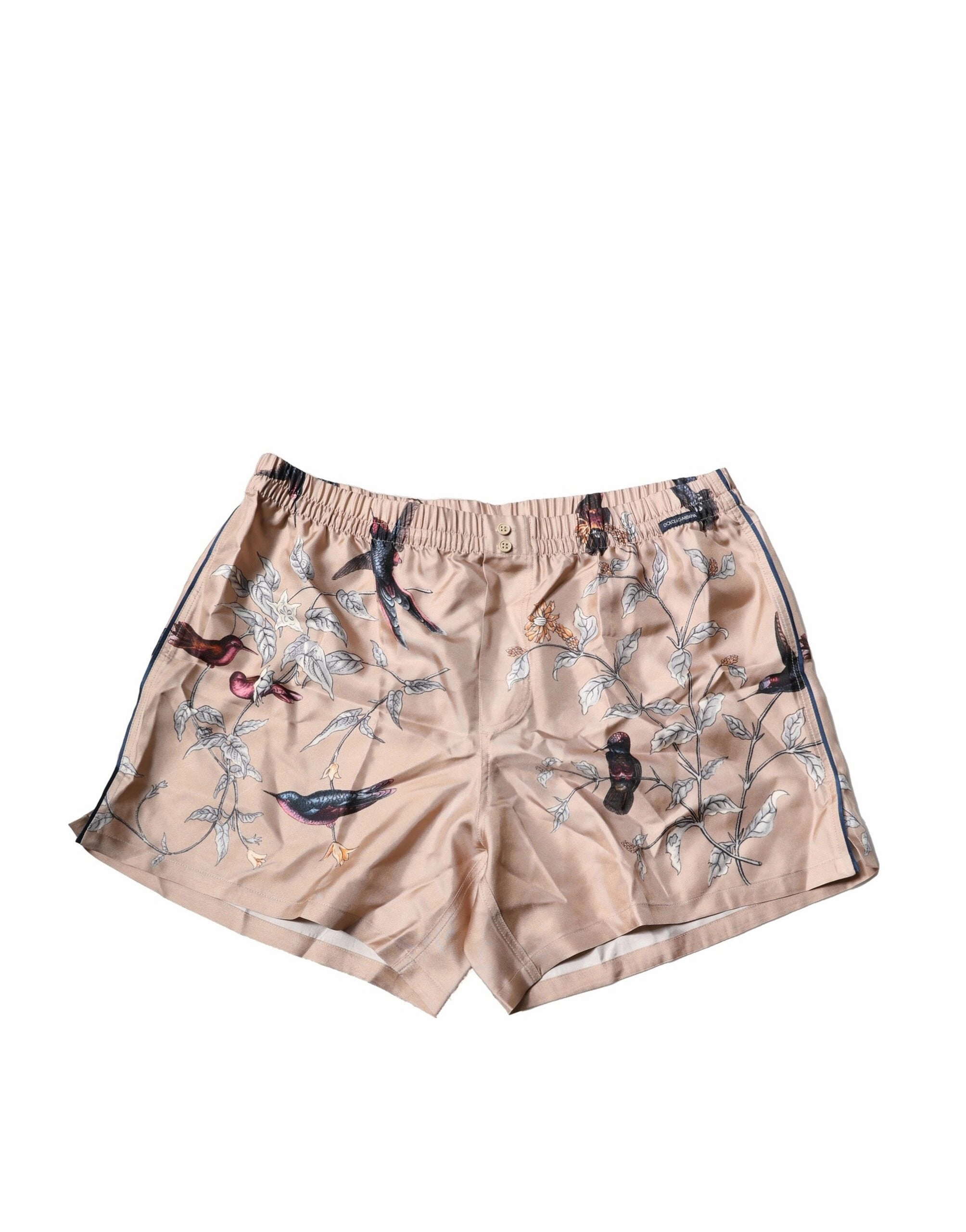 Dolce & Gabbana Peach Birds Printed Beachwear Shorts Men's Swimwear