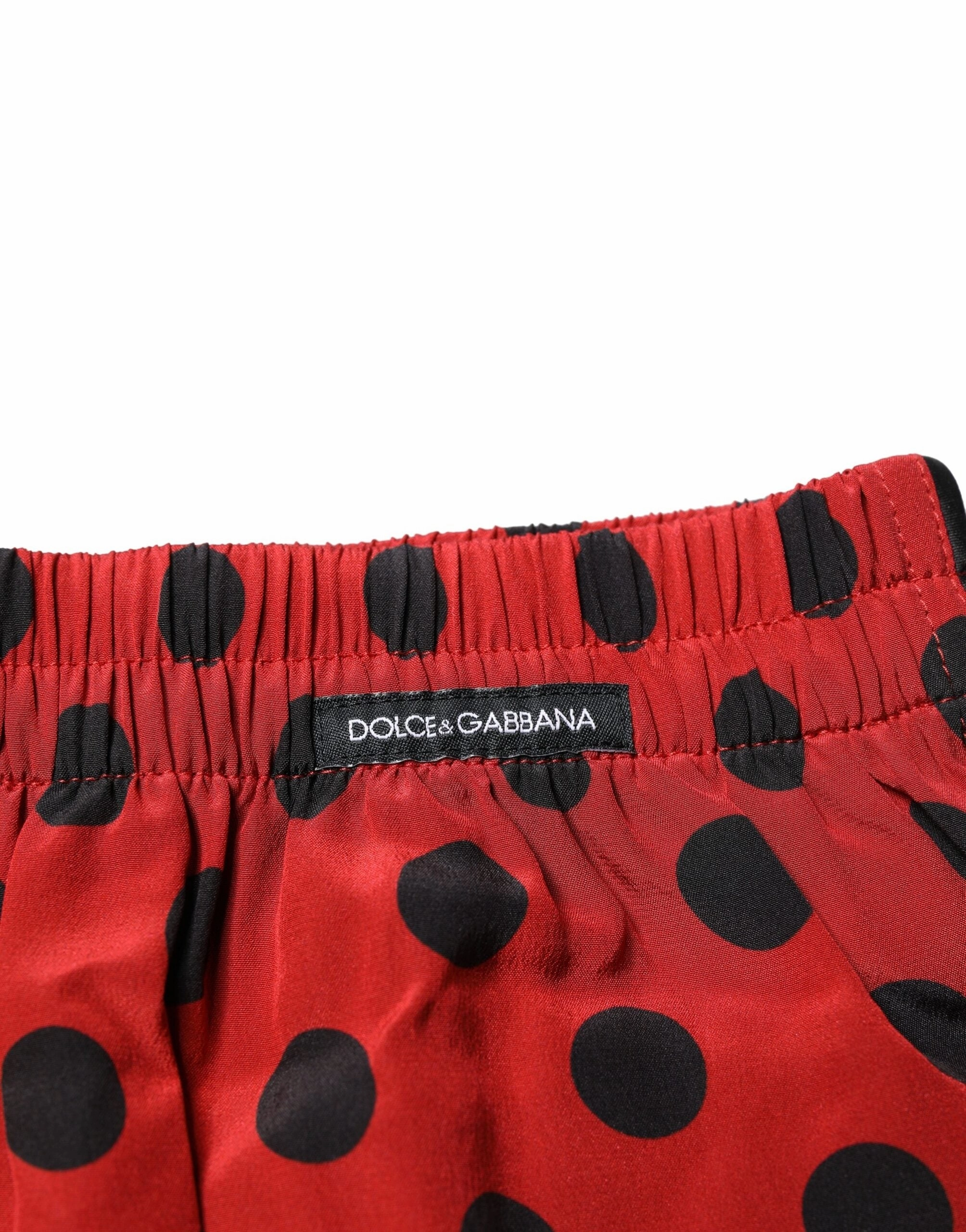 Dolce & Gabbana Silk Polka Dot Beachwear Shorts Men's Swimwear