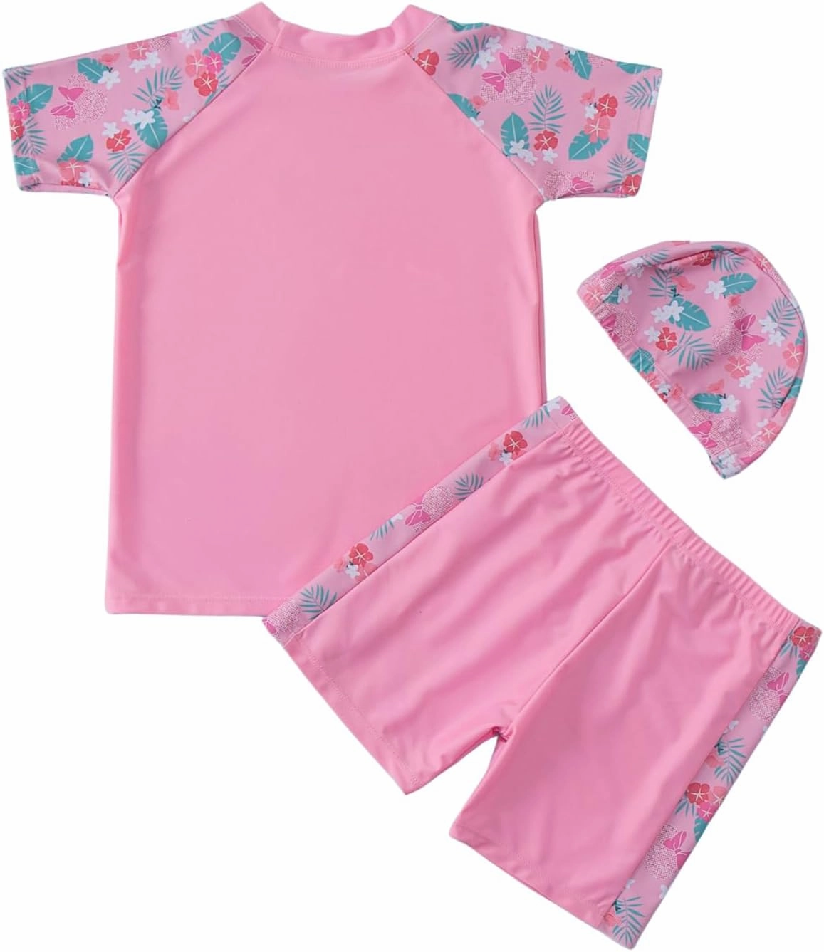 DOOVID Toddler Boy 3-Piece Swimwear Set Baby Boy Swimsuit with Hat UPF 50  Rash Guards Short Sleeve Bathing Suit for Boys