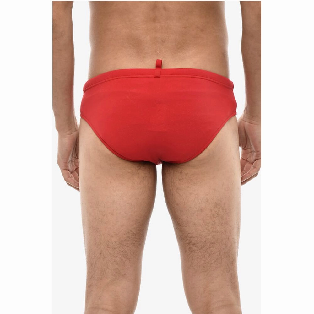 Dsqua Solid Color Swim Brief with Embossed Men's Logo