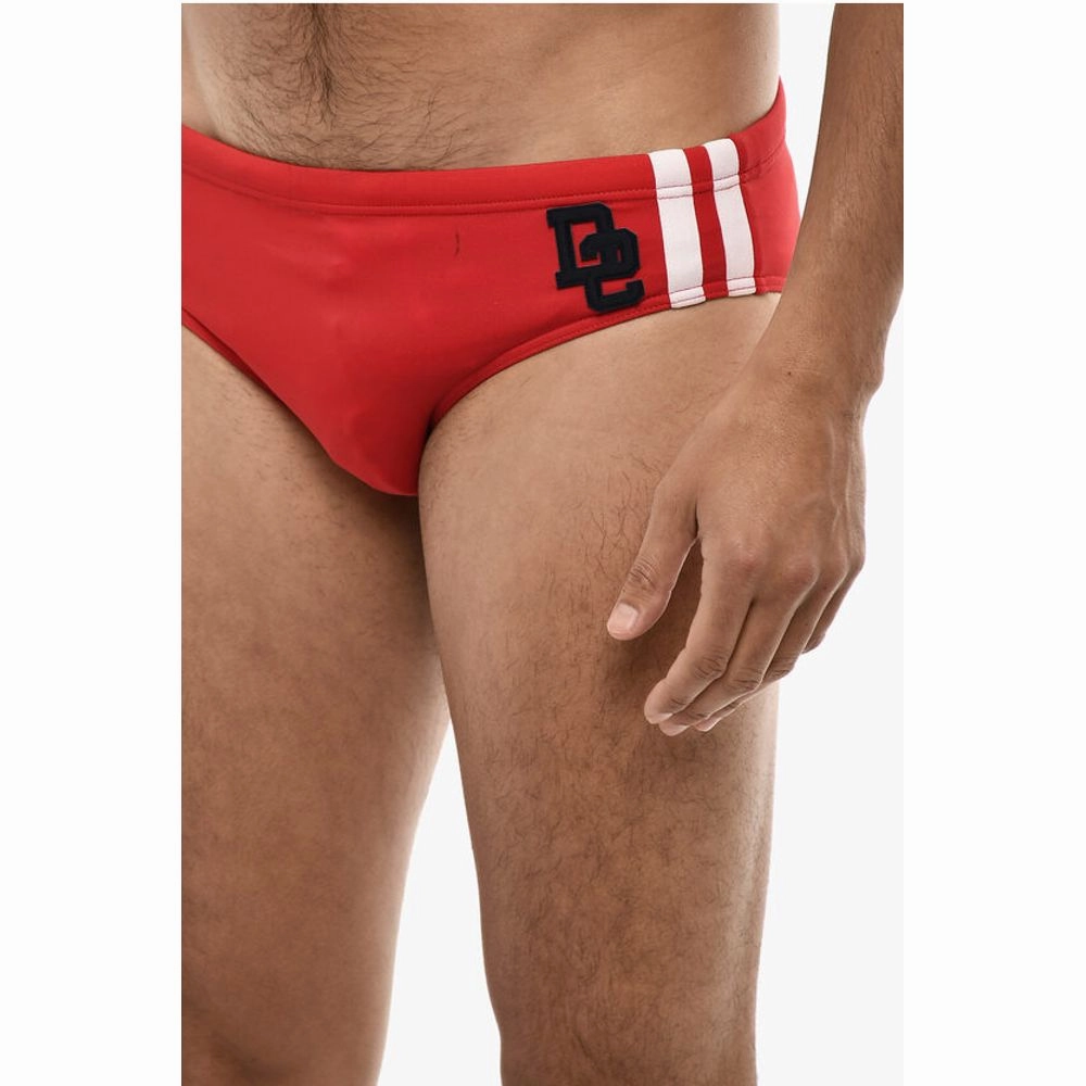Dsqua Solid Color Swim Brief with Embossed Men's Logo