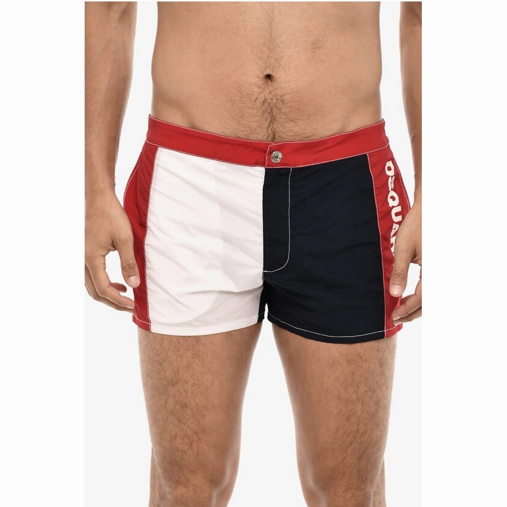 Dsquared Color Block Swim Shorts with Side Men's Logo