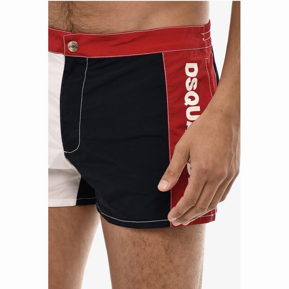Dsquared Color Block Swim Shorts with Side Men's Logo
