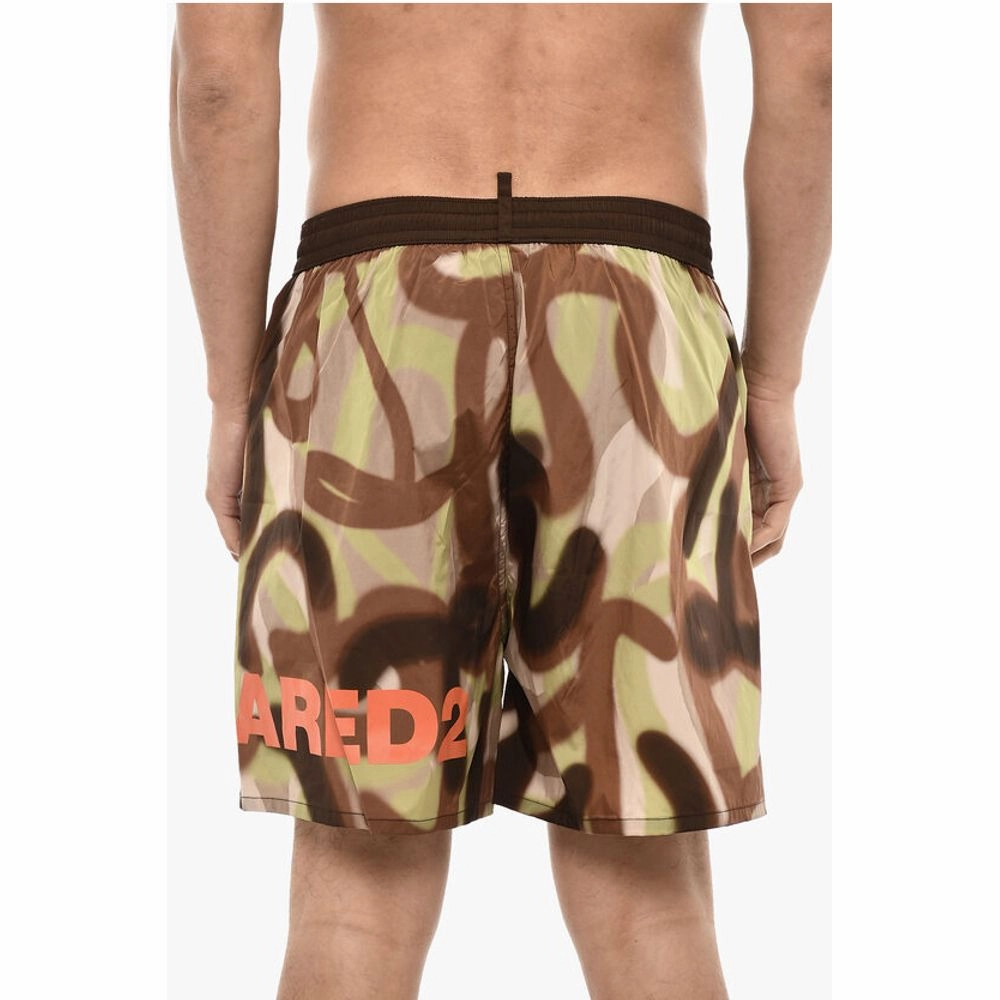 Dsquared Logoed Swim Short with Spray Paint Men's Motif