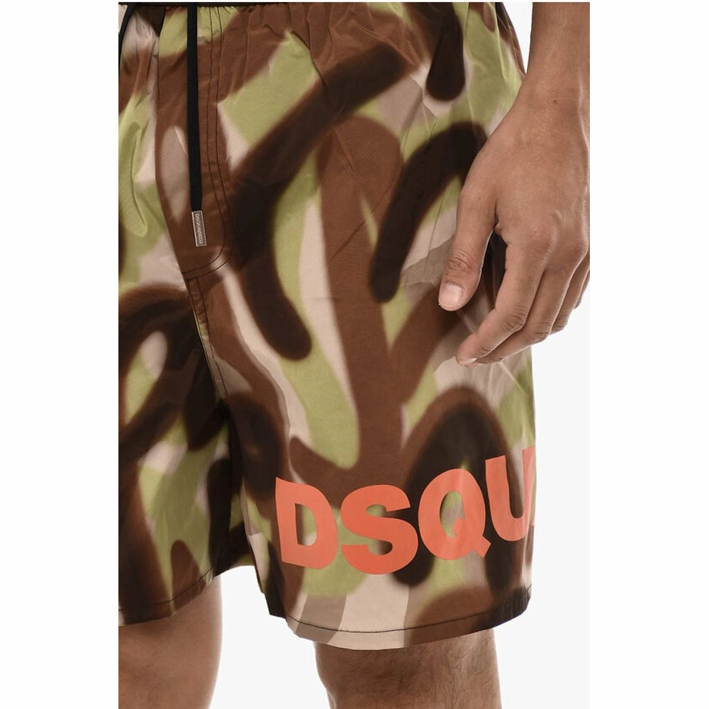 Dsquared Logoed Swim Short with Spray Paint Men's Motif