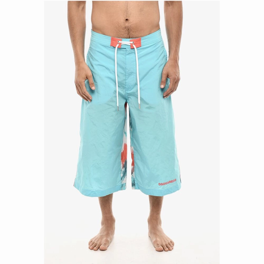 Dsquared Maxi Swim Shorts With Tie Dye Men's Print
