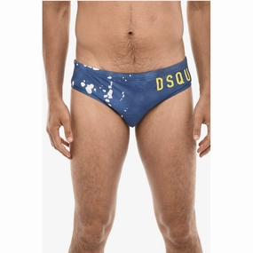 Dsquared Slip Swimsuit With Splatter Men's Motif