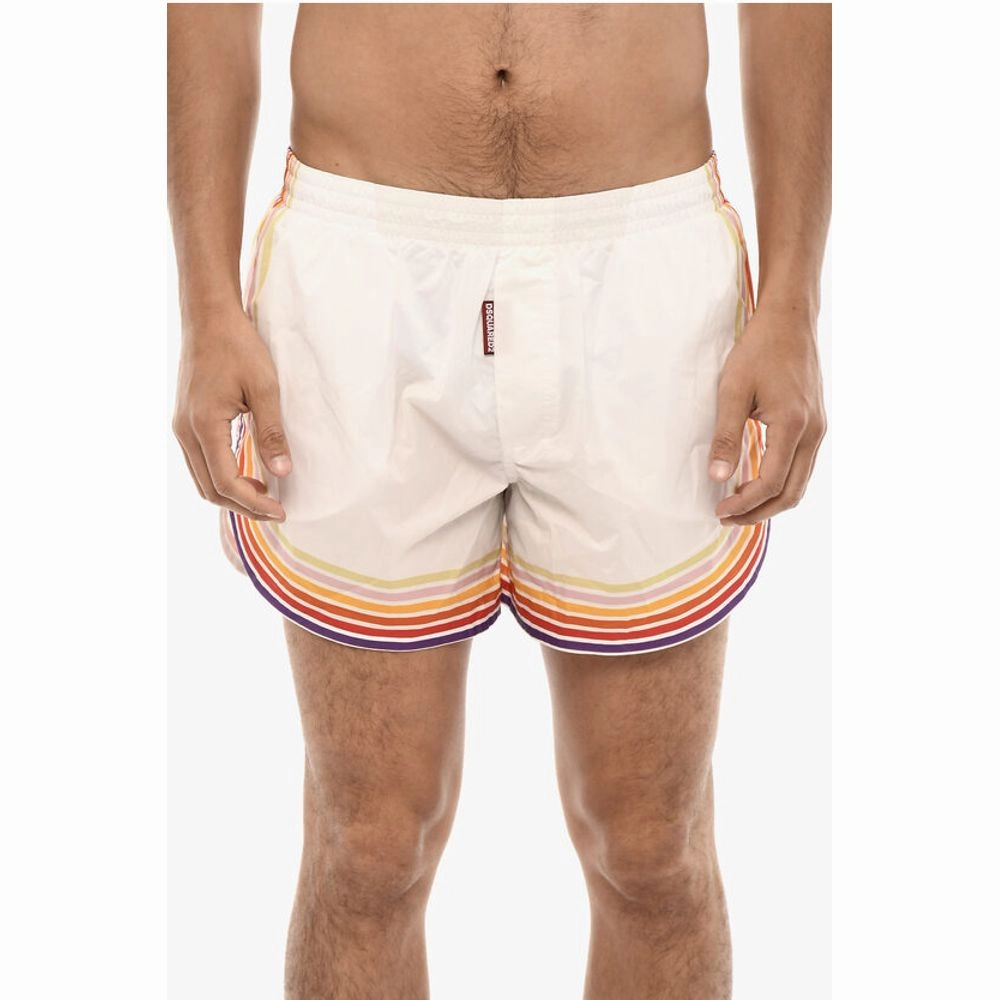 Dsquared Stripe Print MIDI Boxer Swim Men's Shorts