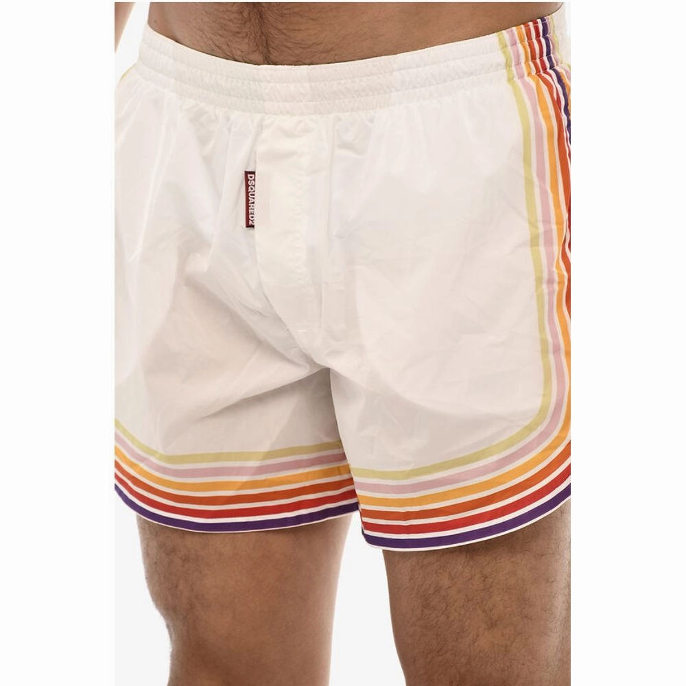Dsquared Stripe Print MIDI Boxer Swim Men's Shorts