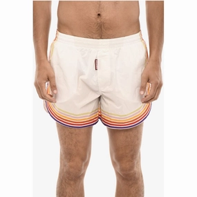 Dsquared Stripe Print MIDI Boxer Swim Men's Shorts