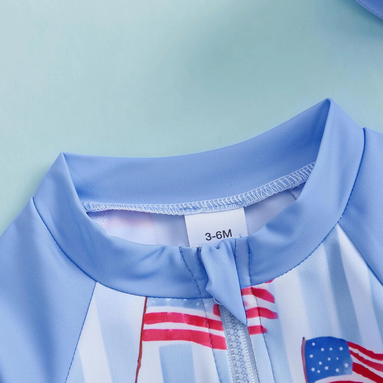 DuAnyozu Baby Boys Swimsuit Long Sleeve Rash Guard Swimwear Baby Boy Swim Trunk with Hat Toddler 4th of July Bathing Suit