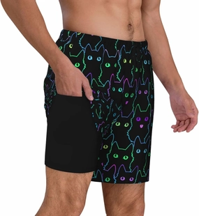 Duck Men's Swim Trunks with Compression Liner 2 in 1 Inseam Quick Dry Beach Shorts 7 inch Swimming Board Shorts