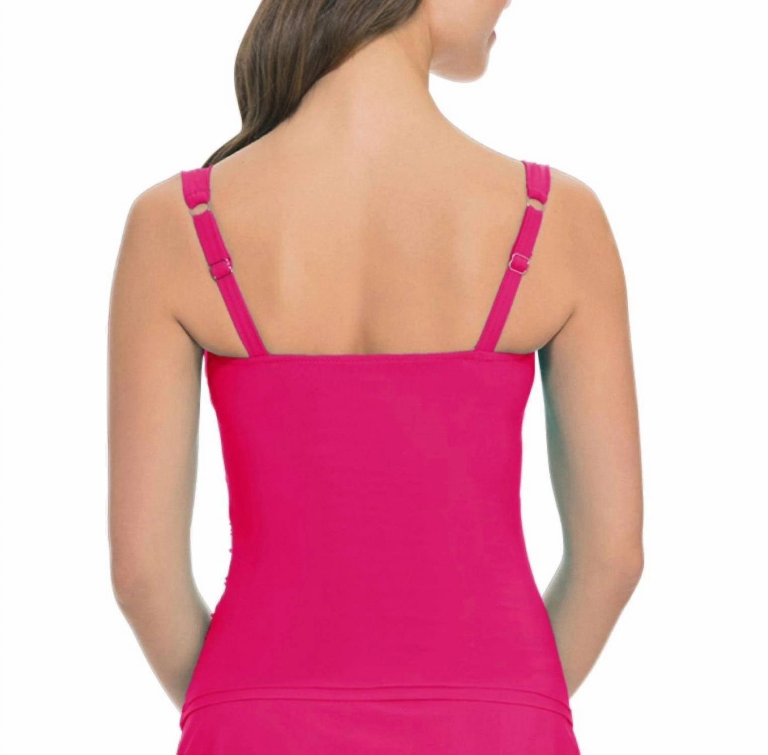 E-Cup Shirred Tankini Top In Tutti Frutti Raspberry