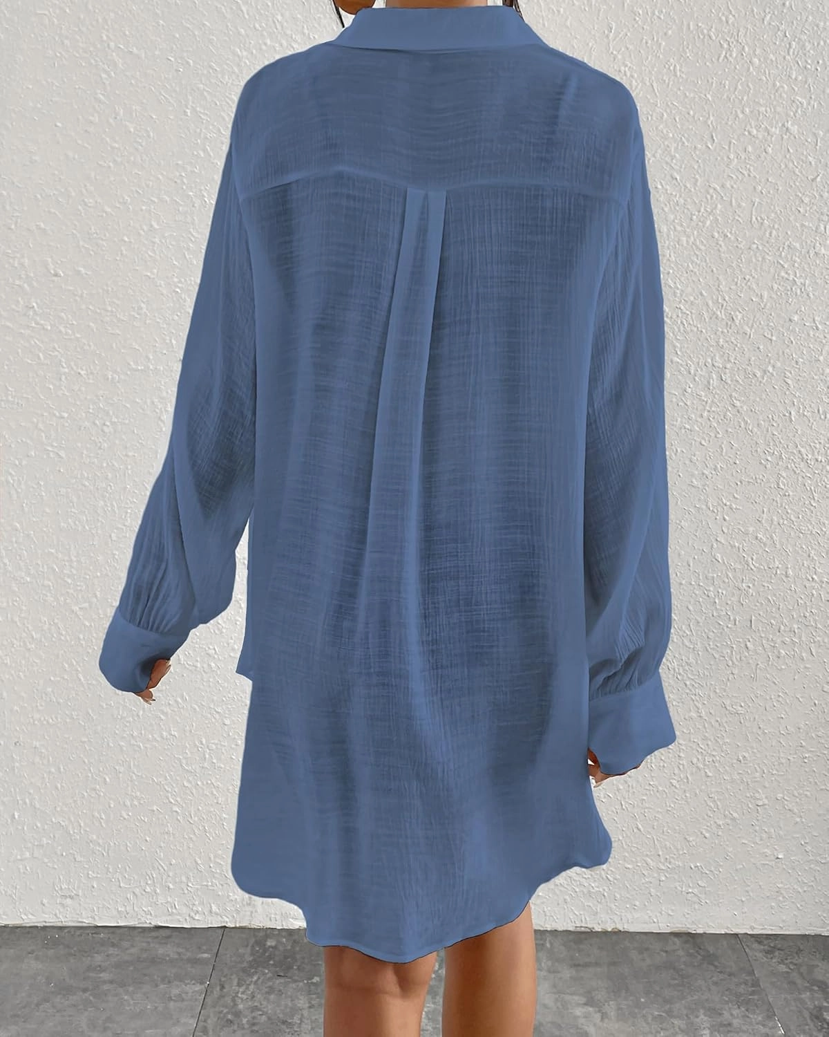 Eddoyee Womens Button Down Shirts V-Neck Long Sleeve Bikini Bathing Suit Cover Up Plus Size Causal Blouse Beachwear