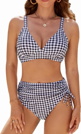 Edelqual Women High Waisted Bikini Sets Tummy Control Swimsuits Two Piece Drawstring Bathing Suit 2025 Summer Swimwear