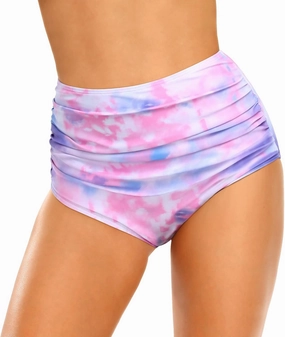 Edelqual Women's High Waisted Bikini Bottom Tummy Control Full Coverage Ruched Bathing Suit Swimsuit Tankini Swim Shorts