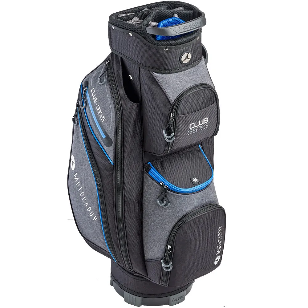 Motocaddy Club Series Cart Bag - Black/Blue, Golf gift for men, Golf belt with ball marker, Personalized golf bag