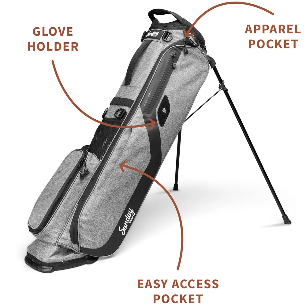 Sunday Golf El Camino Stand Bag - Heather Grey, Golf belt with ball marker
