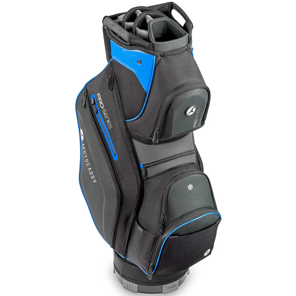 Motocaddy Pro Series Cart Bag - Black/Blue, Golf gift for men, Fingerless golf gloves