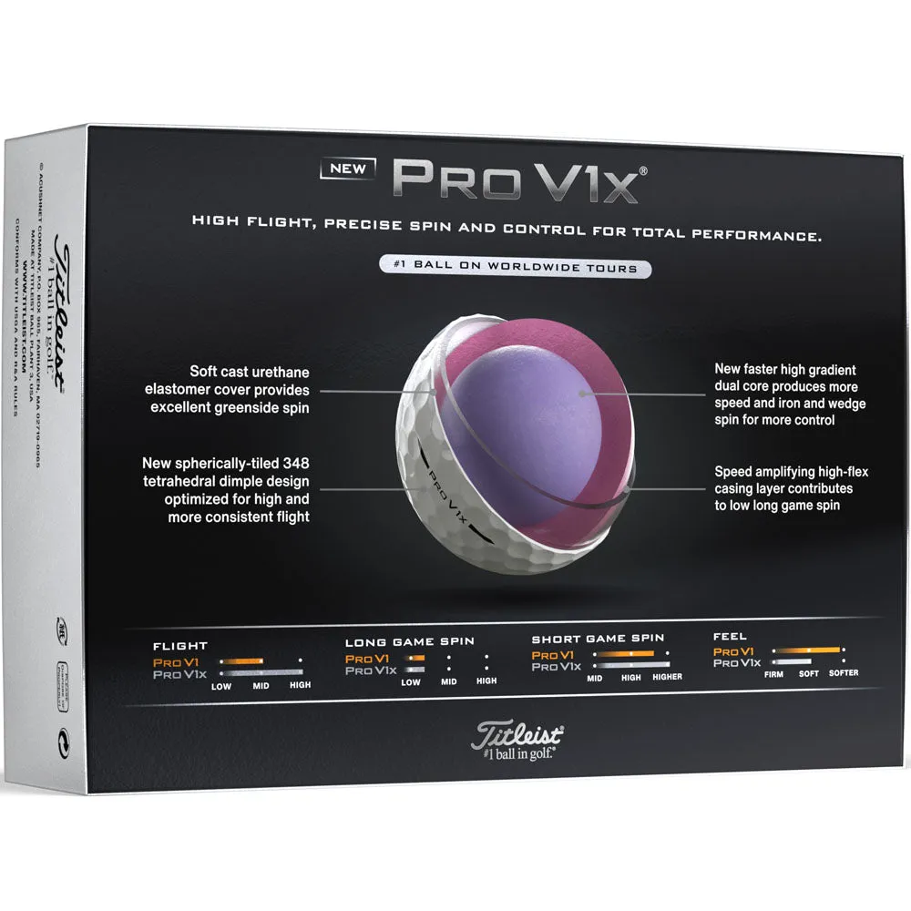 Titleist Pro V1x High Number Golf Balls - White - 12 Pack, Wide width golf shoes, Electric golf trolley, Left-handed golf clubs