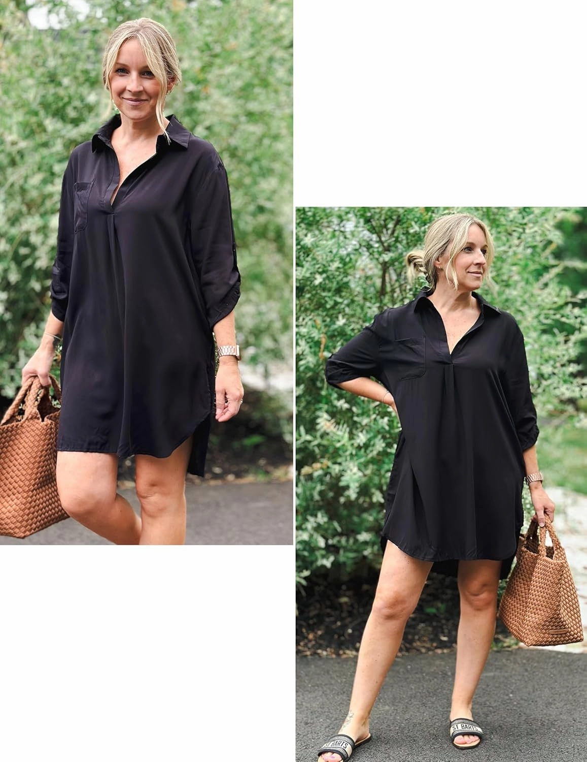 Ekouaer Beach Cover Ups for Women V Neck Bathing Suit Cover Up Bikini Swimsuit Coverup Beach Dress Shirt S-3XL