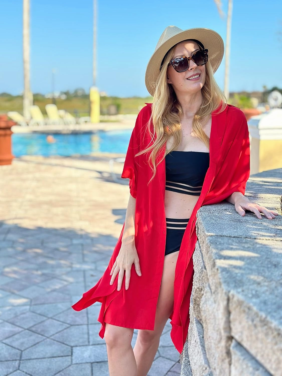 Ekouaer Beach Shirt Coverups for Women Button Down Bathing Suit Coverups for Swimwear