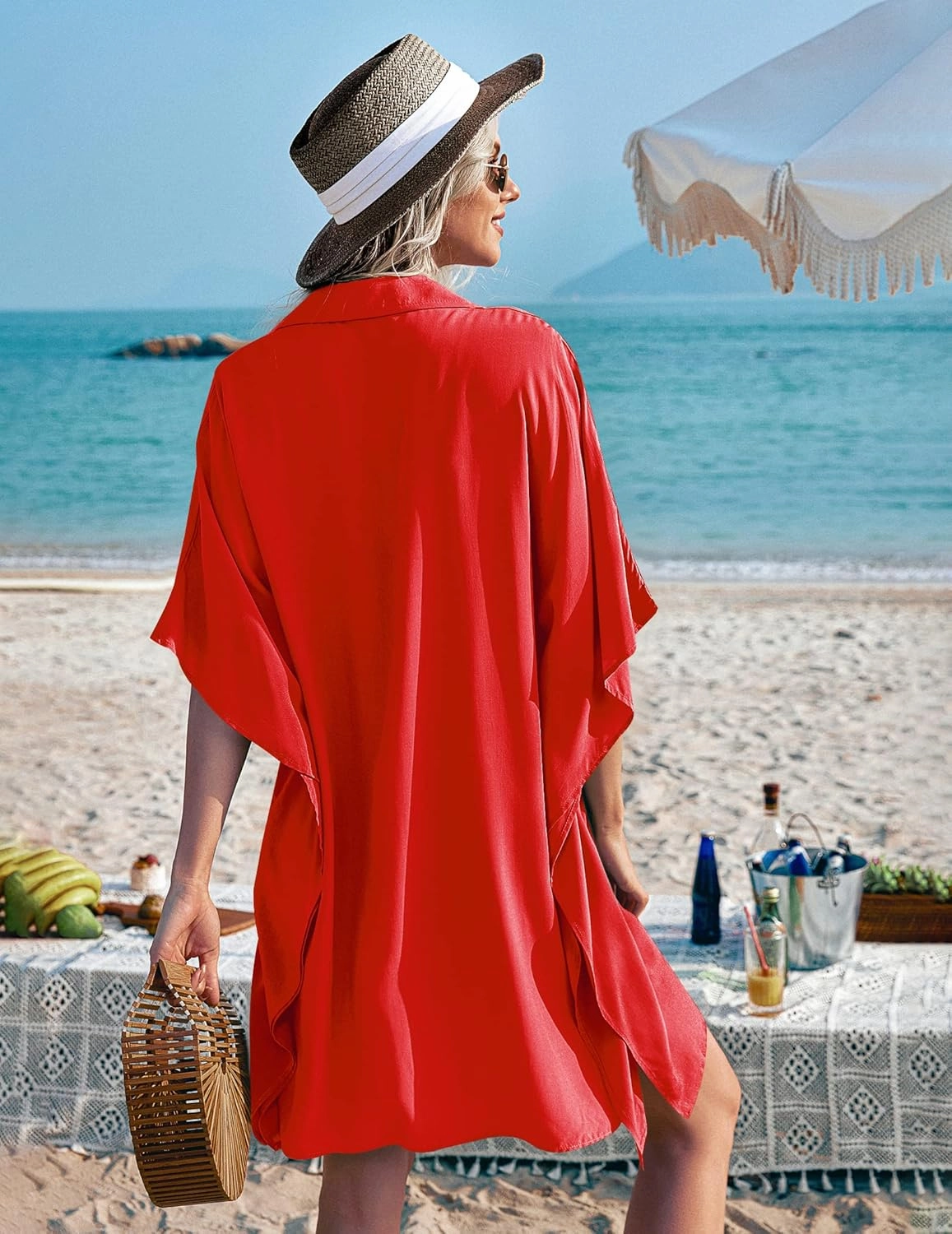 Ekouaer Beach Shirt Coverups for Women Button Down Bathing Suit Coverups for Swimwear