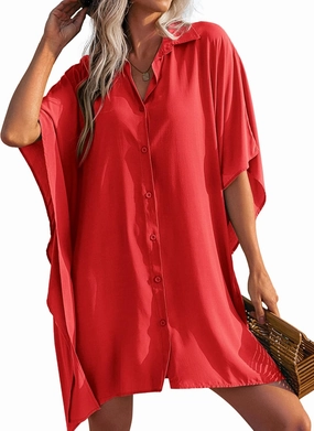 Ekouaer Beach Shirt Coverups for Women Button Down Bathing Suit Coverups for Swimwear