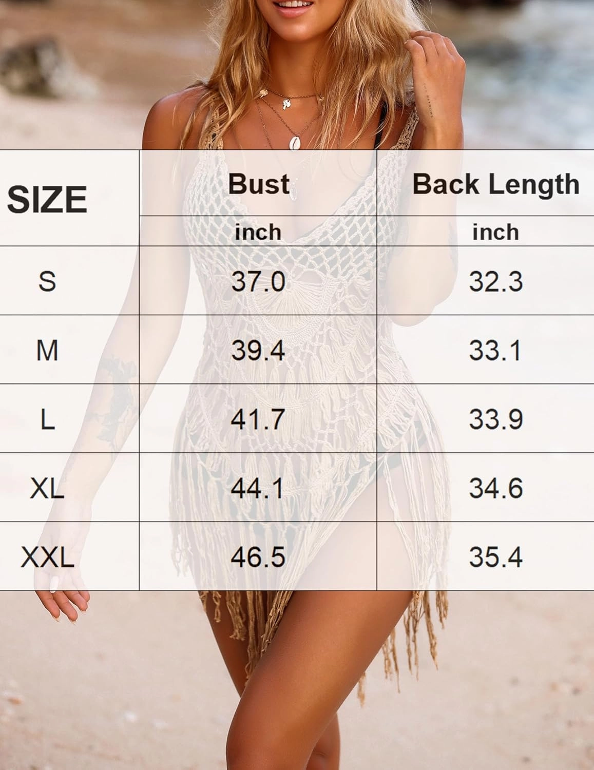 Ekouaer Beach Swimsuit Cover Up Women Crochet Bikini Coverups Summer Pool Swimwear Tassel Dress