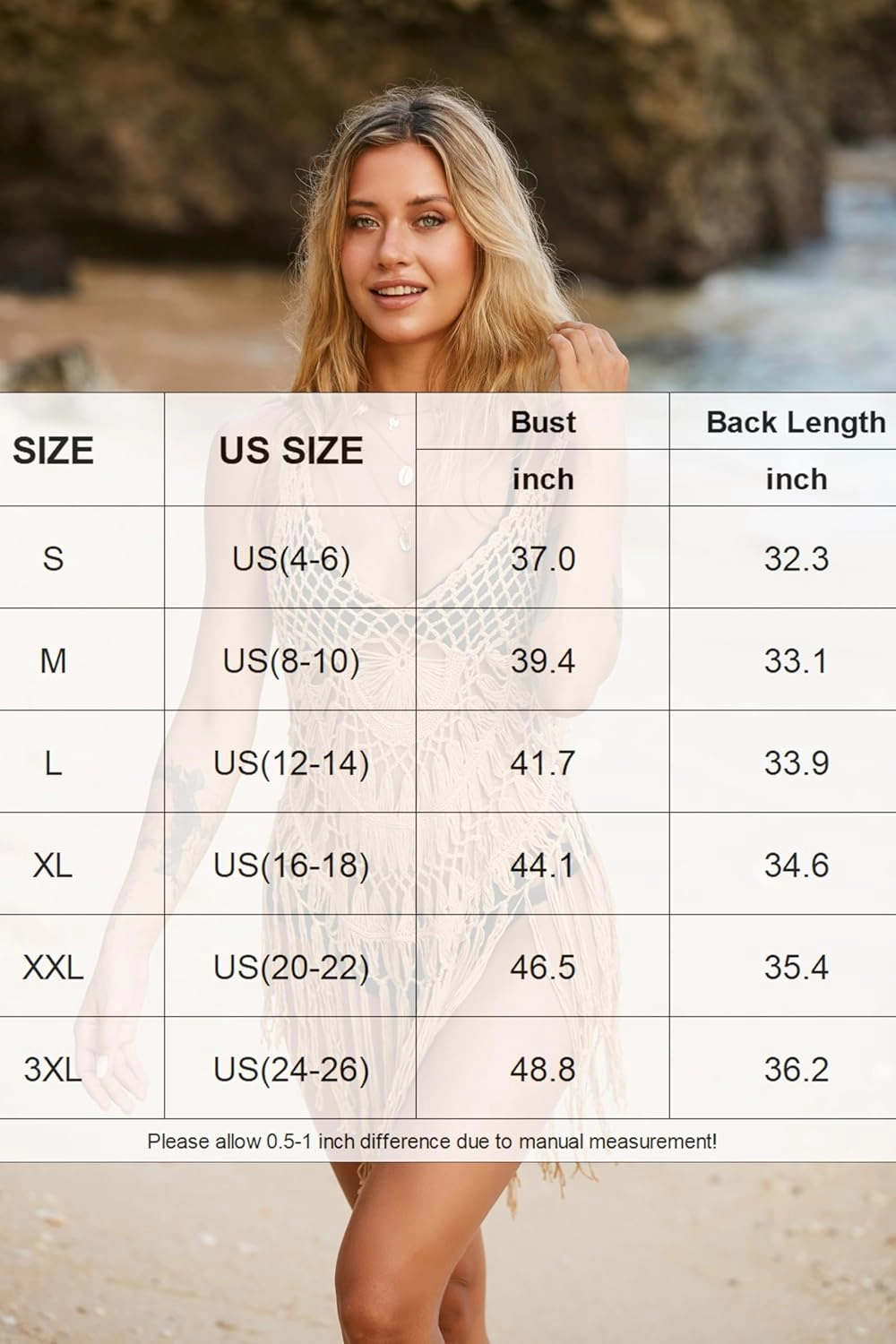Ekouaer Beach Swimsuit Cover Up Women Crochet Bikini Coverups Summer Pool Swimwear Tassel Dress