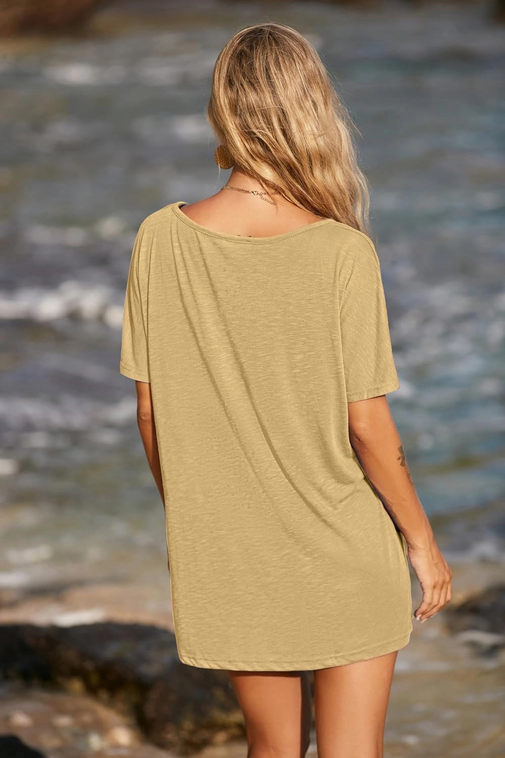Ekouaer Women's Swimsuit Beach Cover Up Short Sleeve Cover Ups for Swimwear Bathing Suit Coverups S-XXXL