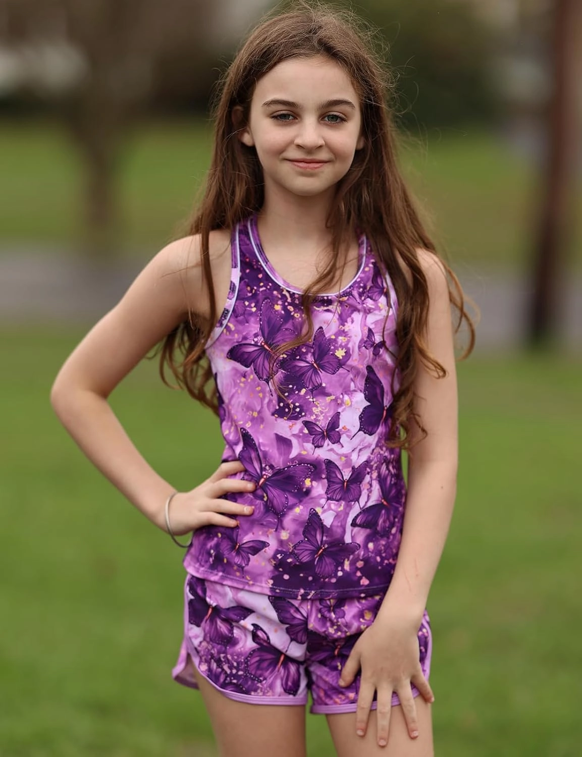 Enlifety 8-15T Kids Girls Swimsuit 3 Piece Bathing Suit Tankini with Shorts