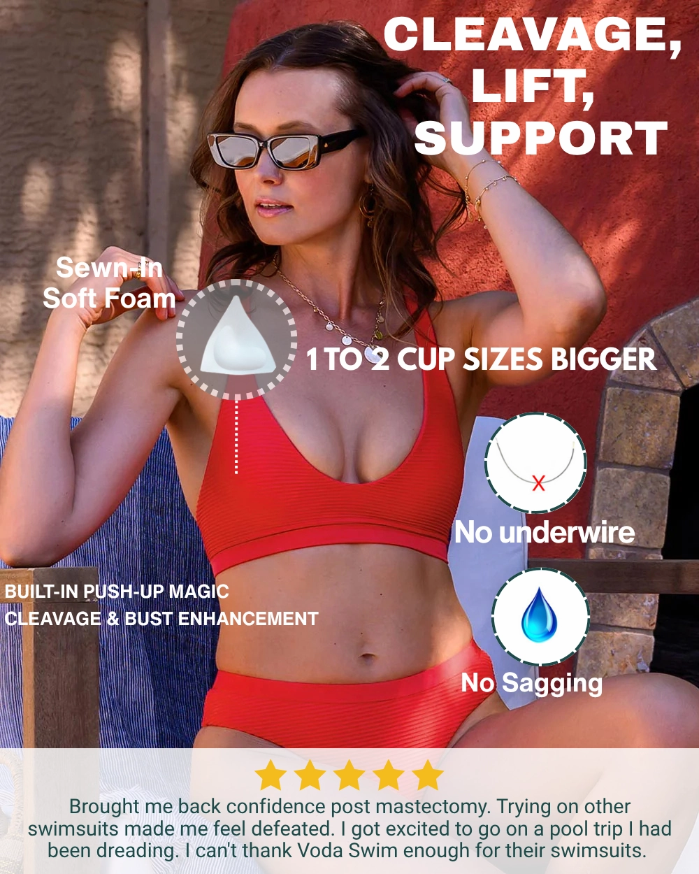 Envy Push Up Banded Texture Sporty Crisscross Halter Bikini Top and Banded Texture Scoop Bikini