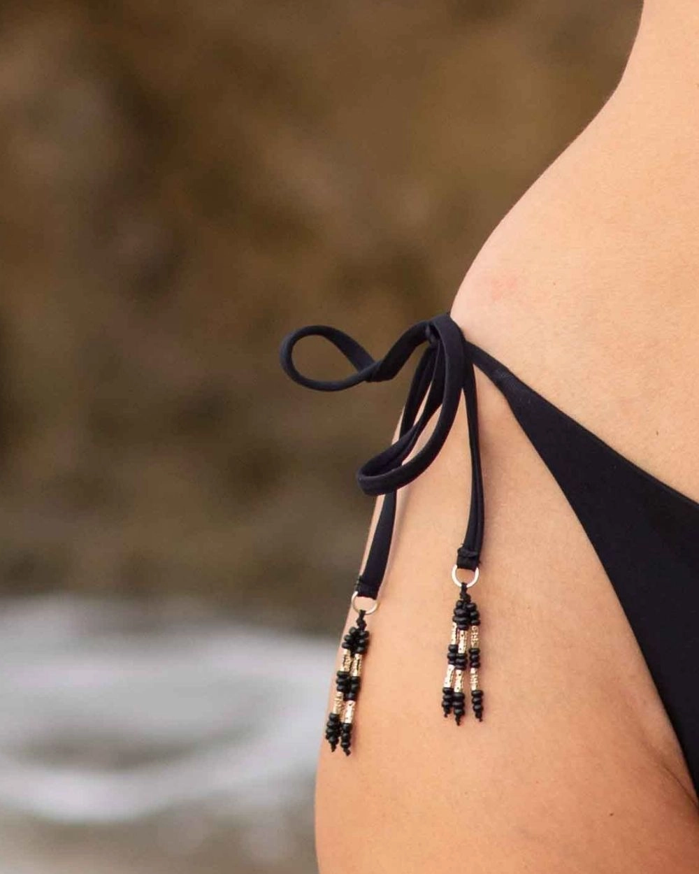 Envy Push up  Beaded String Bikini Top & Beaded Side Tie Swimsuit Bikini Bottom
