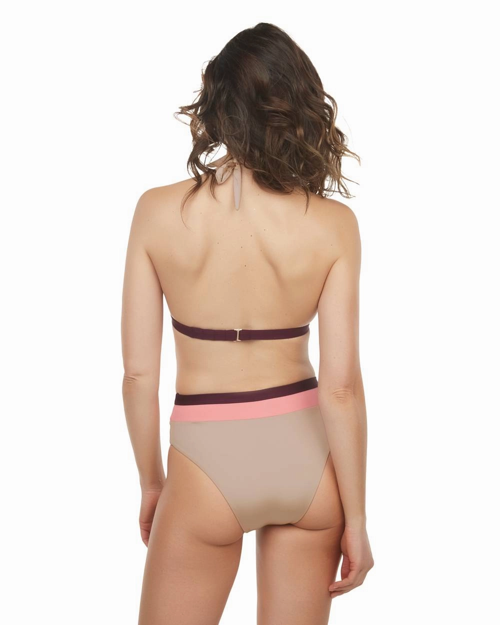 Envy Push Up Color Block Halter Top & Color Block High Waist Swim Bottom