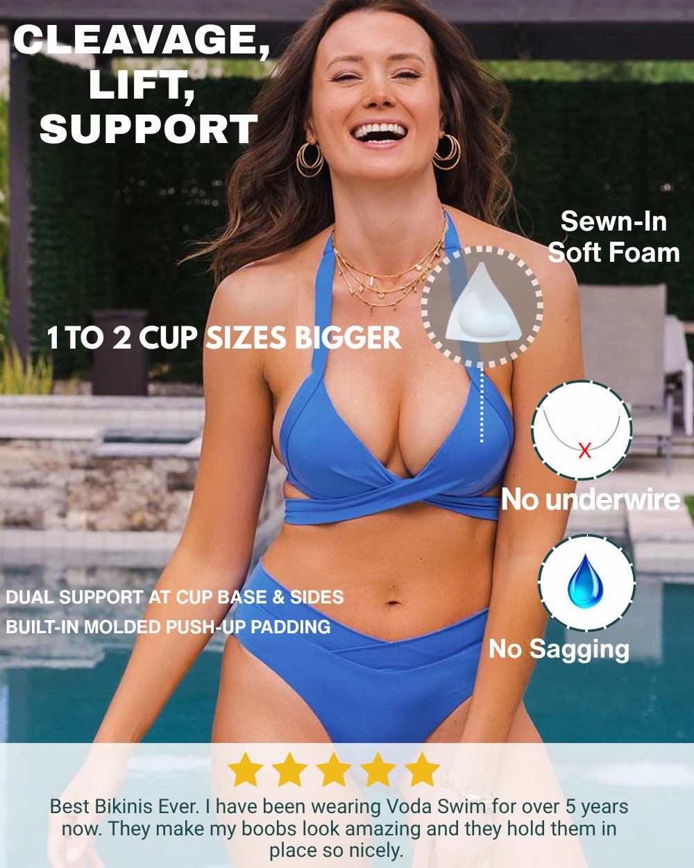 Envy Push Up Padded Cross Halter Top & Swim Short with Adjustable Side Detail in Recycled ECO Fabric