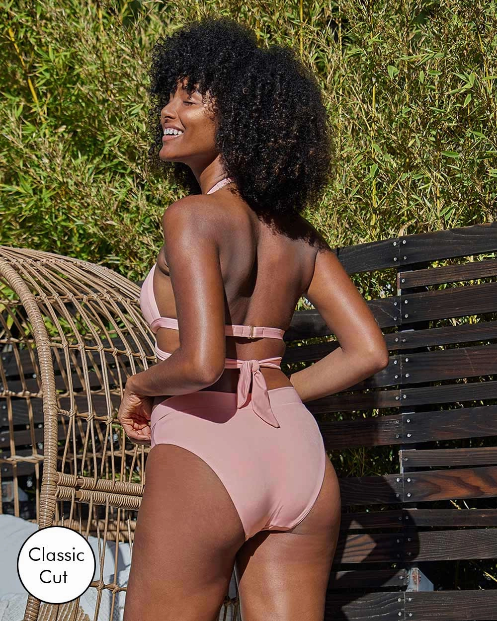 Envy Push Up Padded Cross Halter Top and V High Leg Bottom