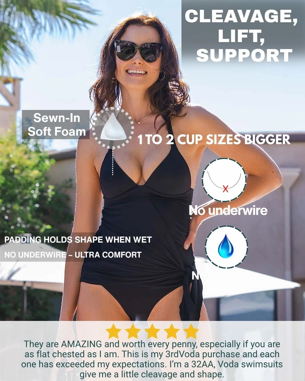 Envy Push Up Padded Halter Tankini Swimsuit Top with Seamless Scoop Swimsuit Bottom