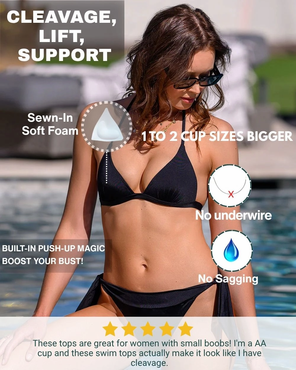 Envy Push Up Padded Triangle String Bikini Top and Banded Side Tie Bikini Bottom and Cheeky