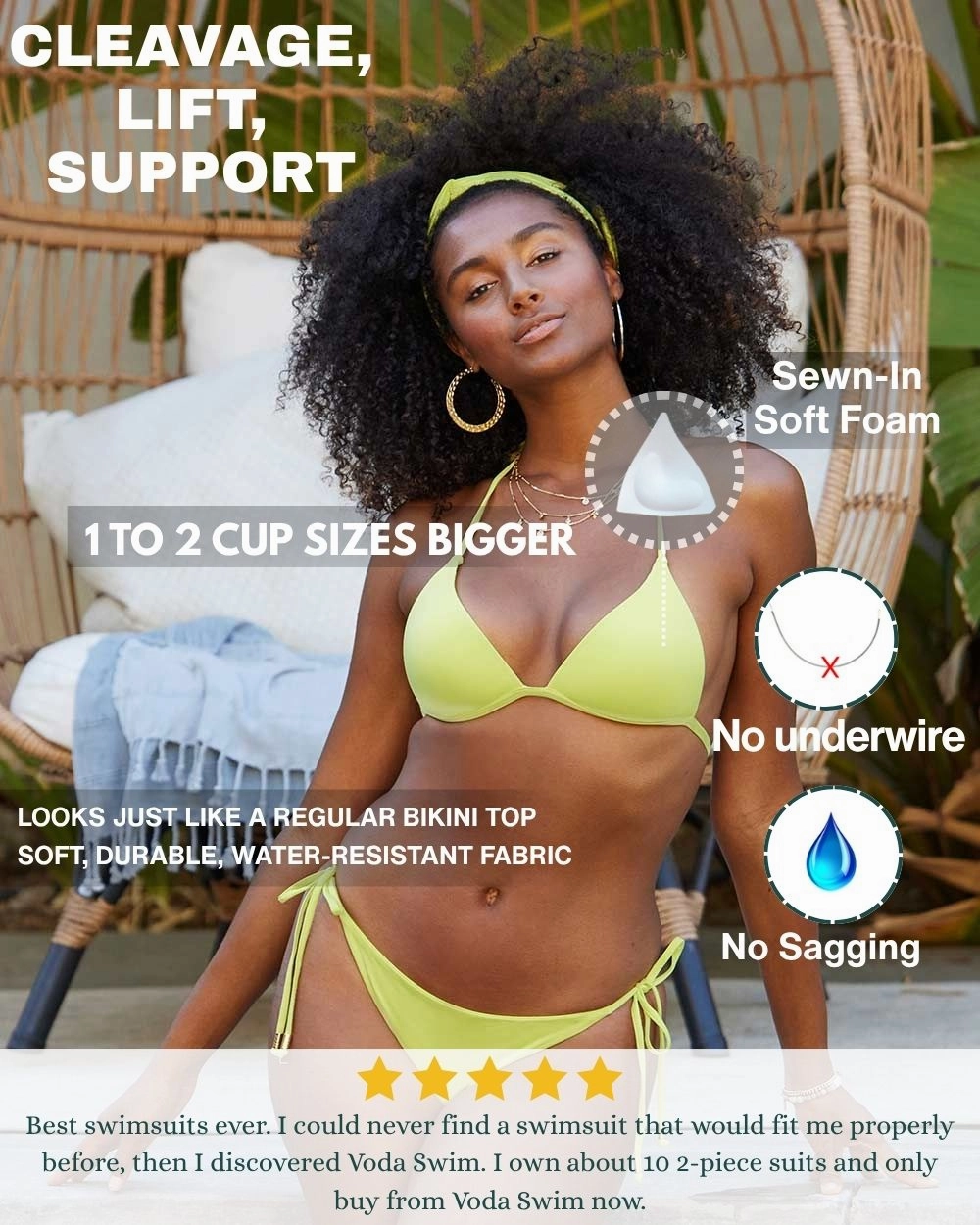 Envy Push Up Padded Triangle String Bikini Top and Seamless Side Tie Bottom