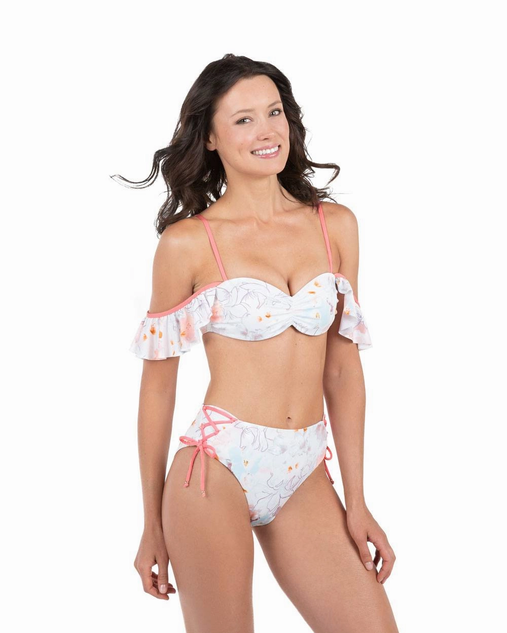 Envy Push Up  Ruffle Corset Swimsuit Top & High Waist Corset Bottom