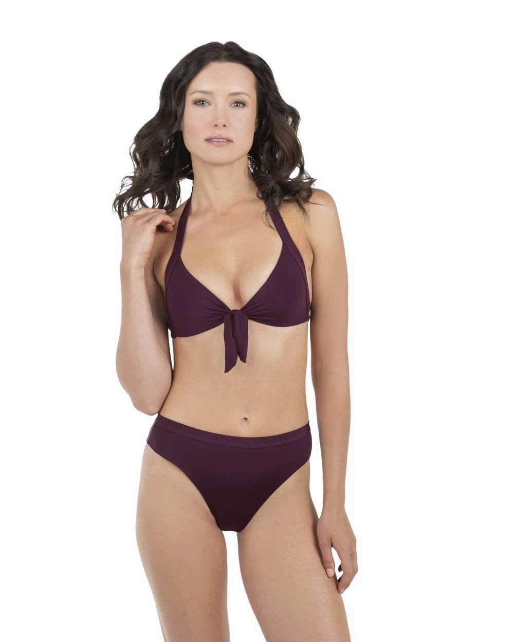 Envy Push Up Tie Front Halter Top & High Leg Swimsuit Bottom