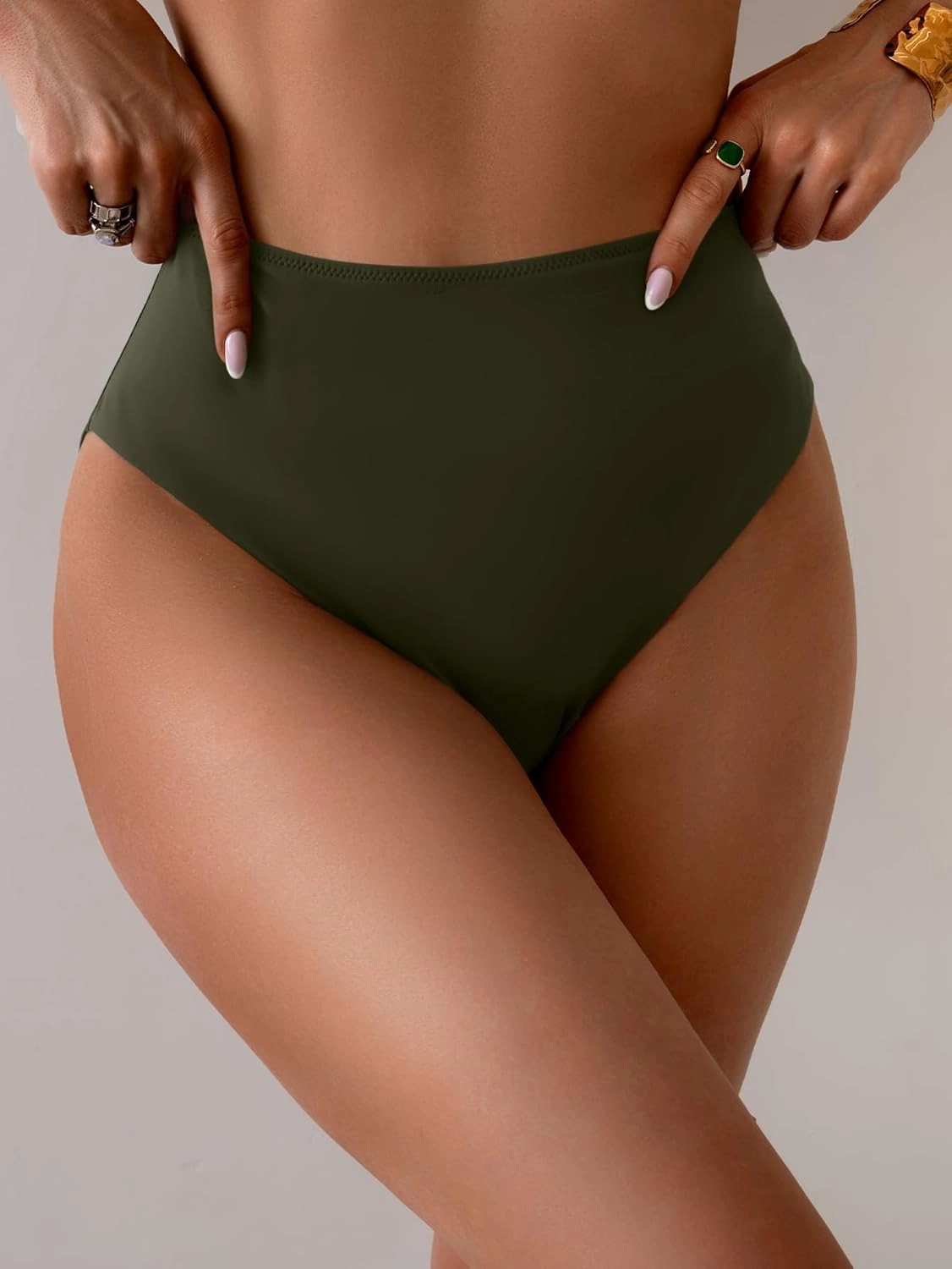 Eomenie Sexy Bikini Bottom for Women Ruched Swim Bottom Cheeky Swimsuit Mid Waisted Tankini Bottoms Only