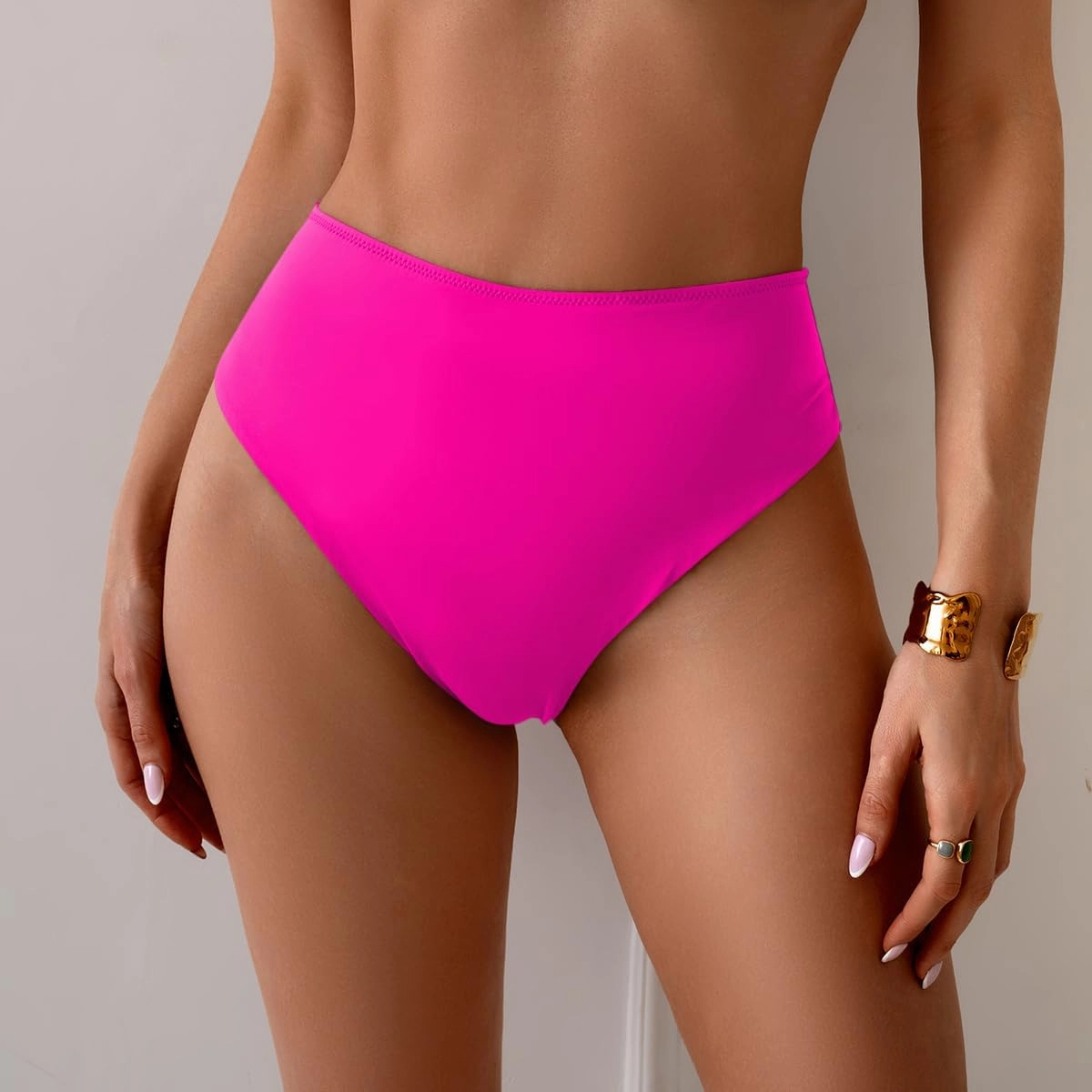 Eomenie Sexy Bikini Bottom for Women Ruched Swim Bottom Cheeky Swimsuit Mid Waisted Tankini Bottoms Only