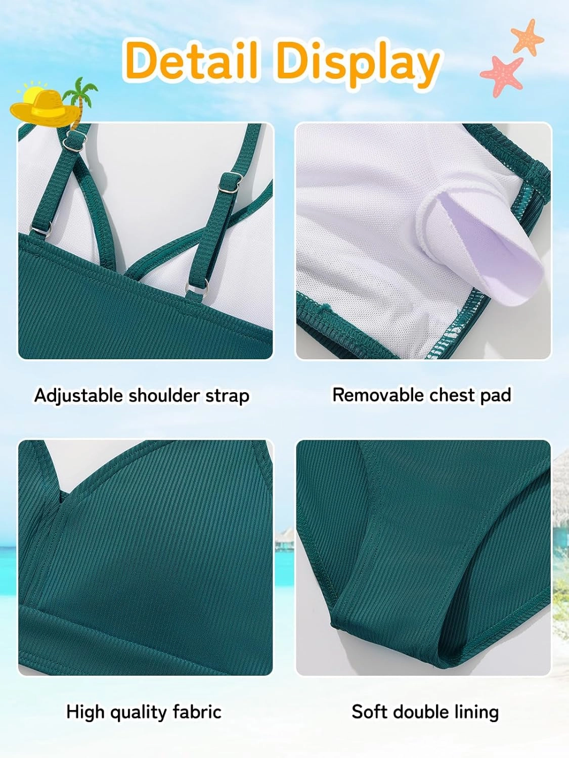 ESHOO Girls Swimsuits Kids 3 Piece Bathing Suit Teen Girls Bikini Swimwear with Drawstring Cover Up Skirt Beach Swimwear