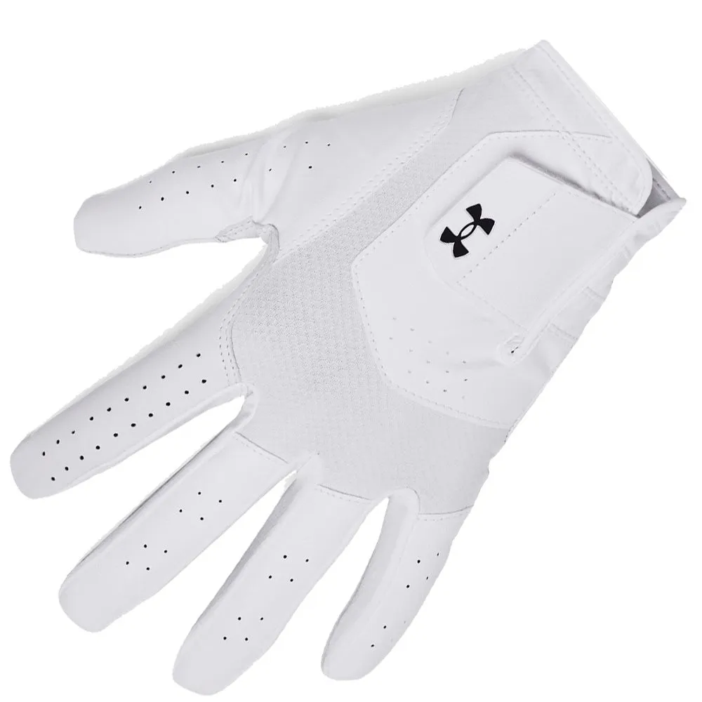 Everyday Essential Under Armour Iso-Chill Leather Golf Glove - White/Black Act Fast, Summer golf sale, SPF 50 golf shirts