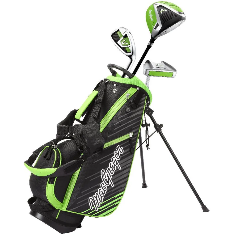 MacGregor V-MAX Junior 4-Piece Stand Bag Package Set - Green (Ages 3-5), Vegan golf shoes, Golf alignment sticks